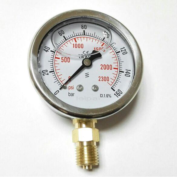 耐震压力表 cl.1.6% 立式 2300psi 160bar 直径62-68mm 牙m14x1.5