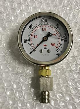油压表 充油压力表 YN60 0-3000psi 0-200bar 分体式接头 m14x1.5