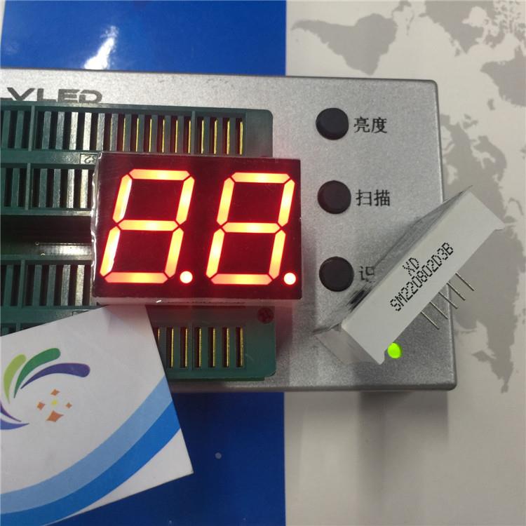 LED数码管阴两位0.8英寸超亮红数码管动态1，2公共脚SM220802D3B