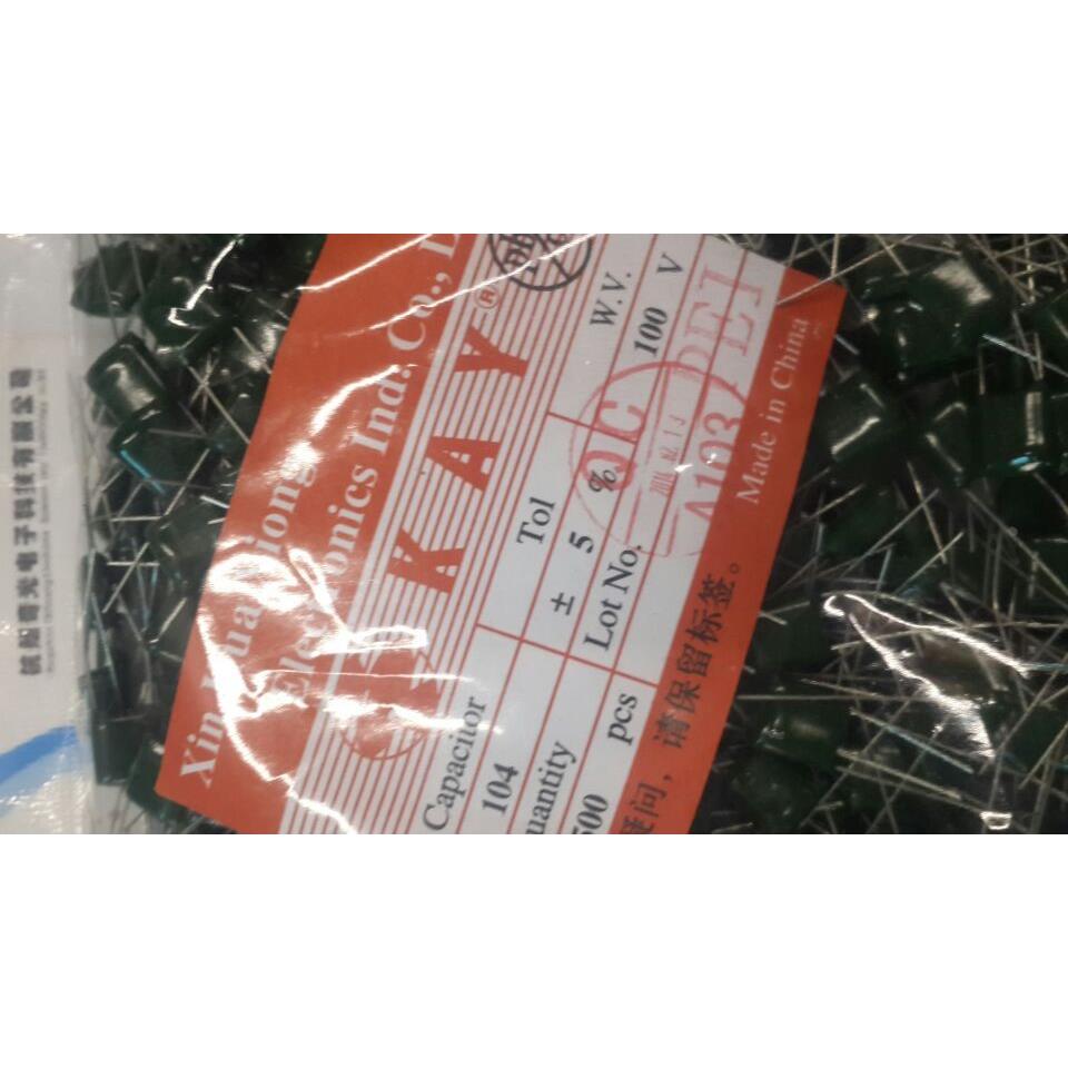 新华雄涤纶电容2A104J 100V 100NF0.1UF固定值薄膜电容器500只包