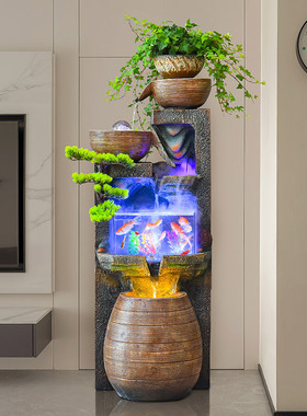 鱼缸流水生财摆件循环水客厅落地风水轮办公室装饰品乔迁开业礼物