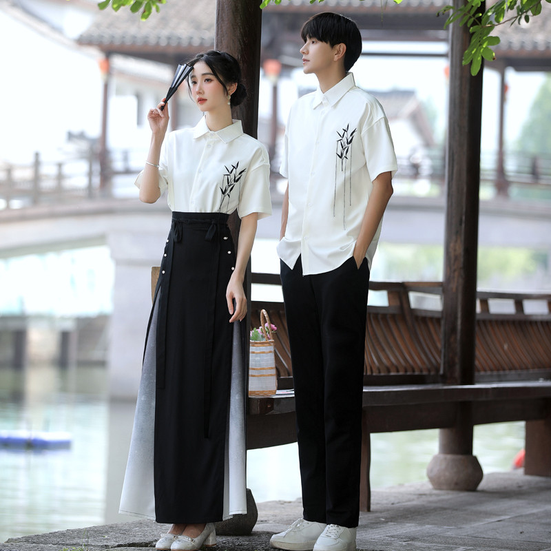 轻奢高货夏季新中式改良汉服舞台演出服高中初中生民国风毕业照礼