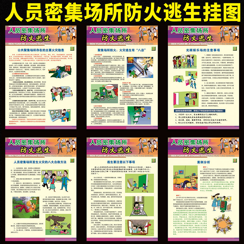 人员密集场所防火逃生宣传海报消防安全贴纸KTV酒吧网吧火灾隐患
