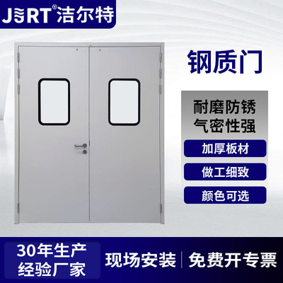 无尘车间钢板烤漆平开门手术室抗冲击耐腐蚀洁净密闭净化钢制门