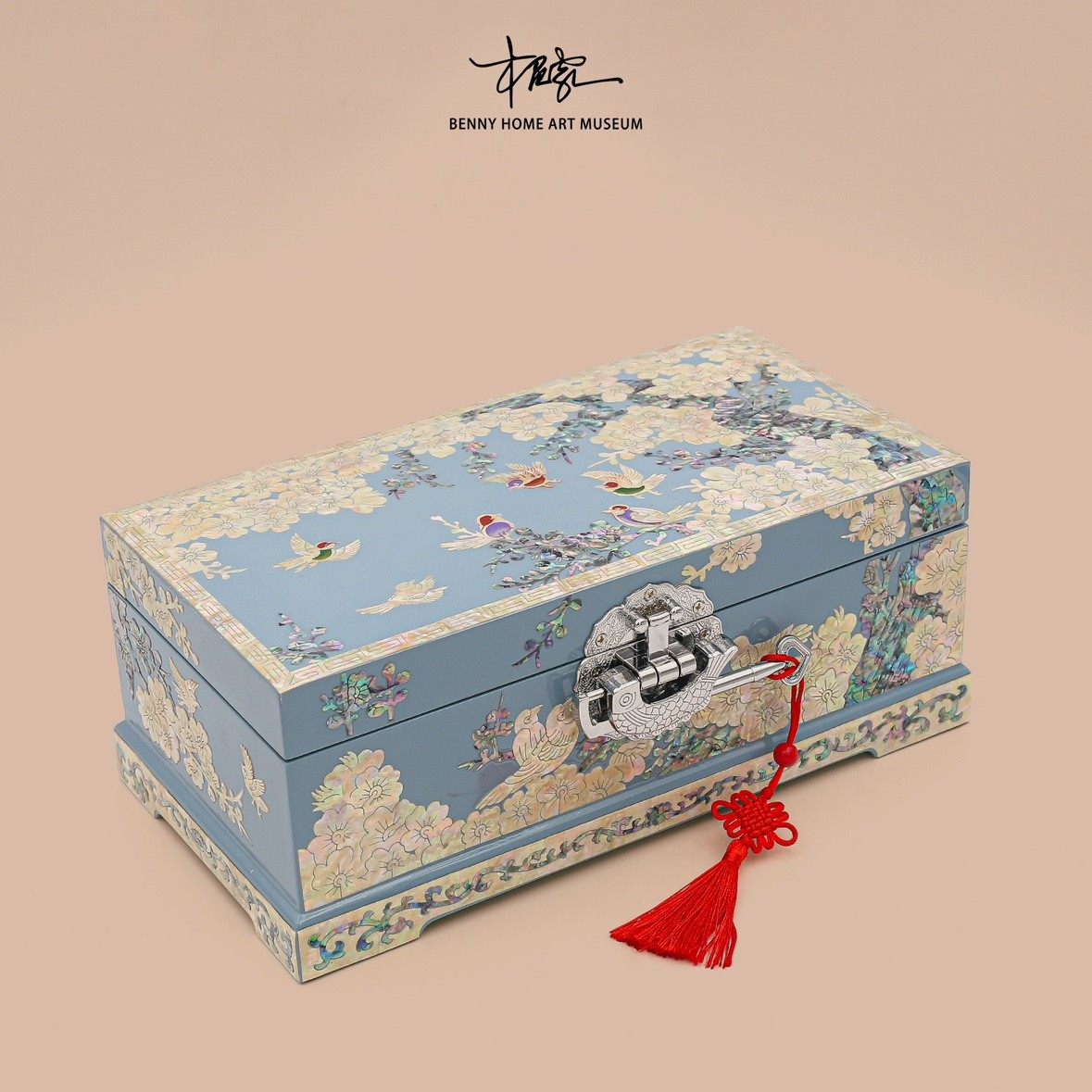 【本尼家】国粹非遗螺钿漆器首饰盒手工贴片中式实木珠宝收纳盒,家居饰品,桌面摆件,淘宝优惠券,粉丝福利购,淘宝优惠卷