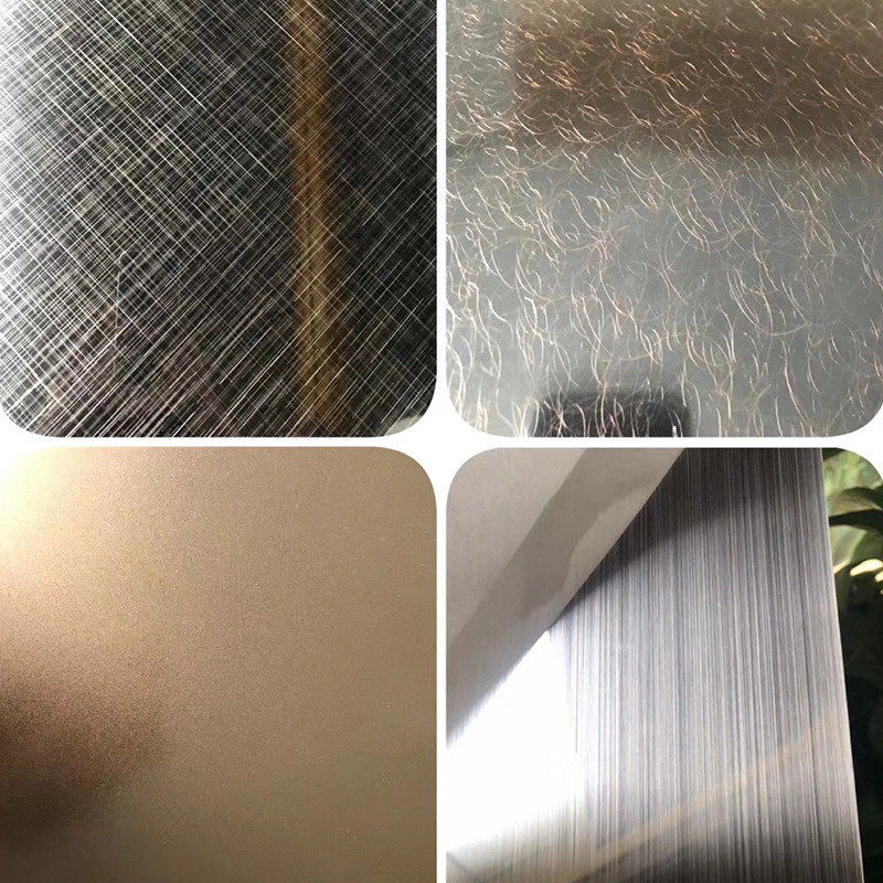 定做不锈钢电镀拉丝玫瑰金水镀钛板黑镜面油磨雪花砂板乱纹板