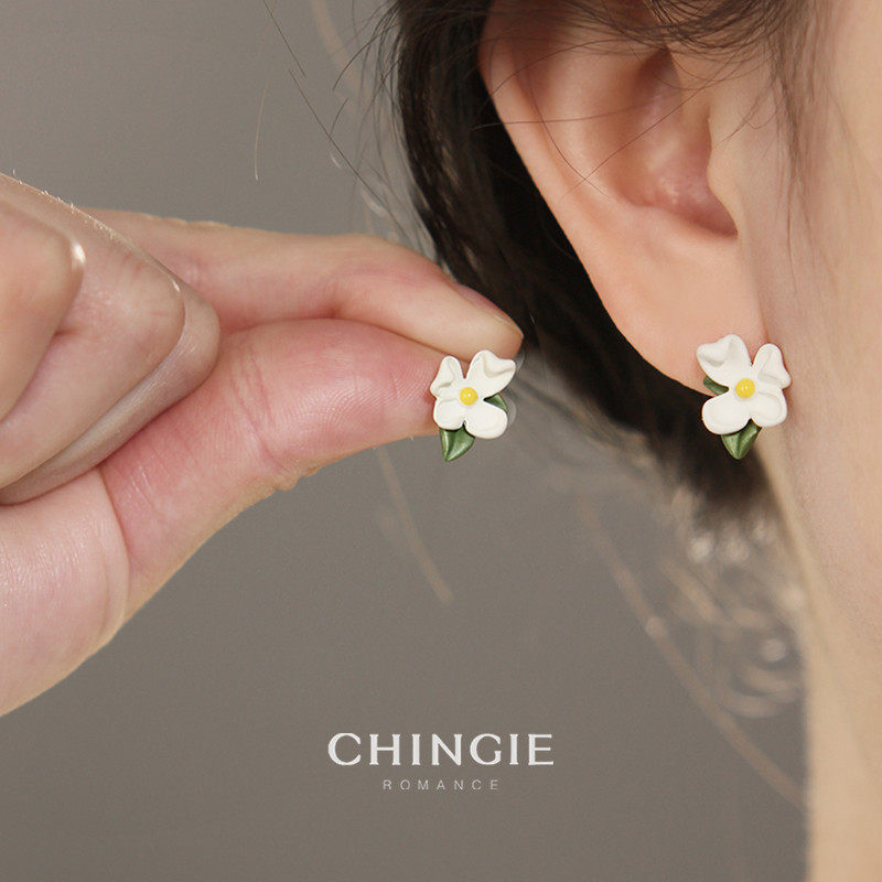 「栀子花开」森系甜美清新花朵耳环超仙气质高级感精致蚊香盘耳夹,饰品/流行首饰/时尚饰品新,耳夹,淘宝优惠券,粉丝福利购,淘宝优惠卷