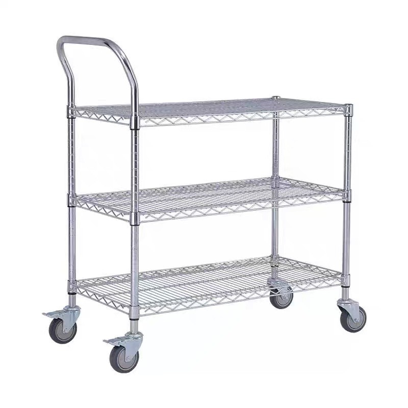 镀铬置物架不锈钢货架带防静电物料架展示仓库轮移动货架仓储架子