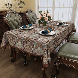 桌面保护垫床头柜桌布刺绣新款欧式高级感餐桌台布长方形桌子盖布