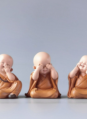 慧能小和尚摆件笑佛禅意佛像弥勒佛迷你装饰品佛系新中式树脂人物