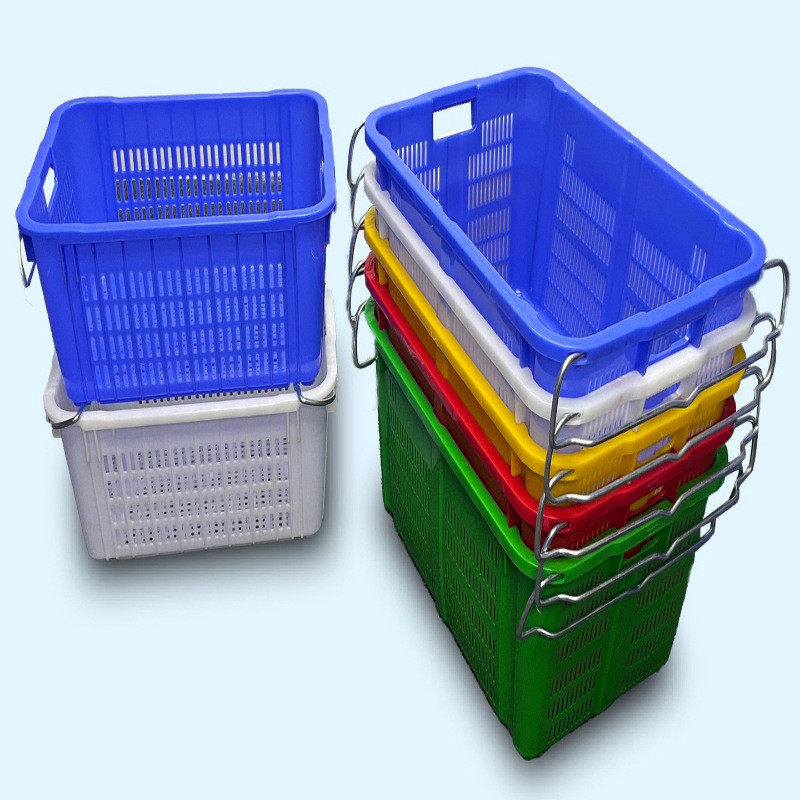 加厚塑料周转筐蔬菜水果筐物流配送框服装错位箩塑料框带铁耳,收纳整理,收纳箱,淘宝优惠券,粉丝福利购,淘宝优惠卷