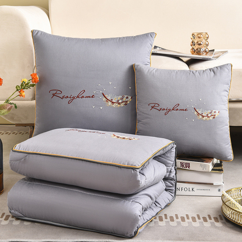 新款13372全mian大豆棉羽毛款两用抱枕被45*45cm靠垫被