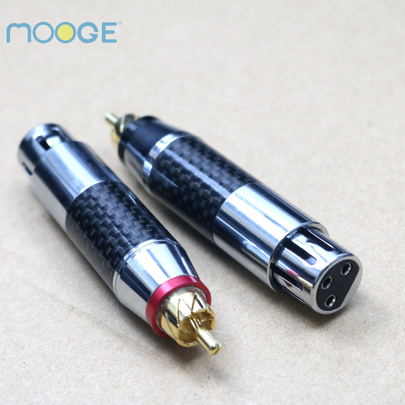 碳纤维镀佬卡侬平衡插头转莲花公头XLR母对RCA公卡农音频转换端子