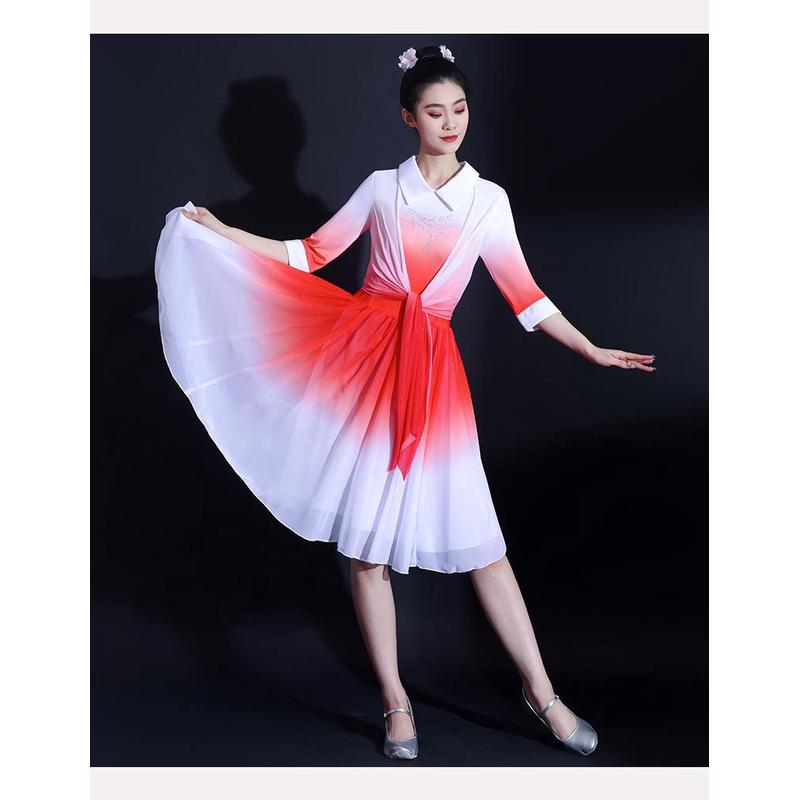 新品现代舞蹈服装青春活力合唱演出服女成人舞台伴舞广场舞连衣裙