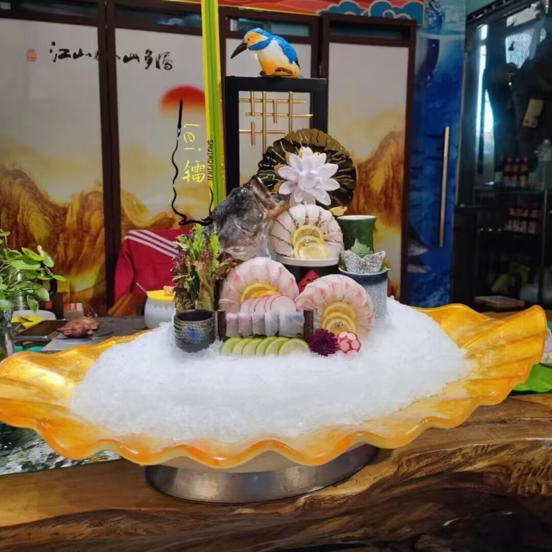 酒店刺身盘装饰摆件海鲜姿造摆盘盘饰现代创意自助餐工艺品摆台
