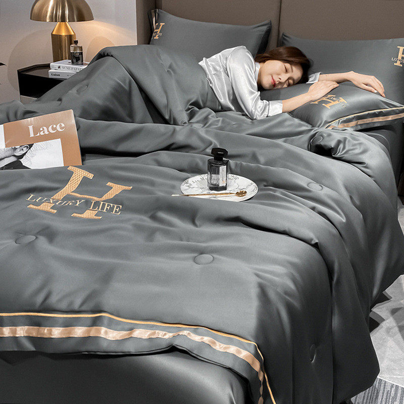 夏季可机洗冰丝夏凉被薄被子件套轻奢高级感单人宿舍春秋空调三四,床上用品,化纤被,淘宝优惠券,粉丝福利购,淘宝优惠卷