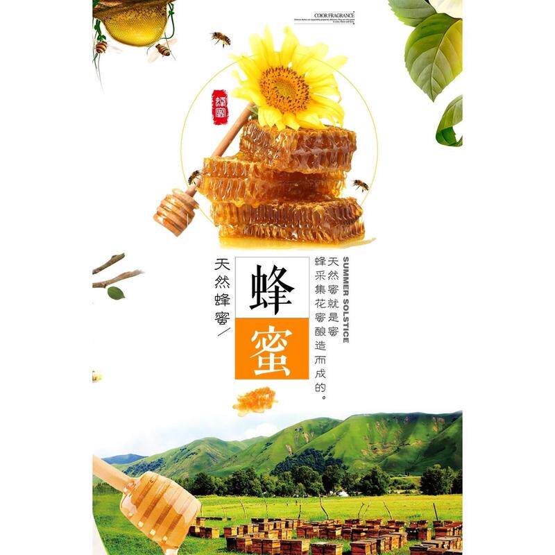 蜂蜜海报展板野生山花野生蜂蜜土蜂蜜零售自产自销墙贴