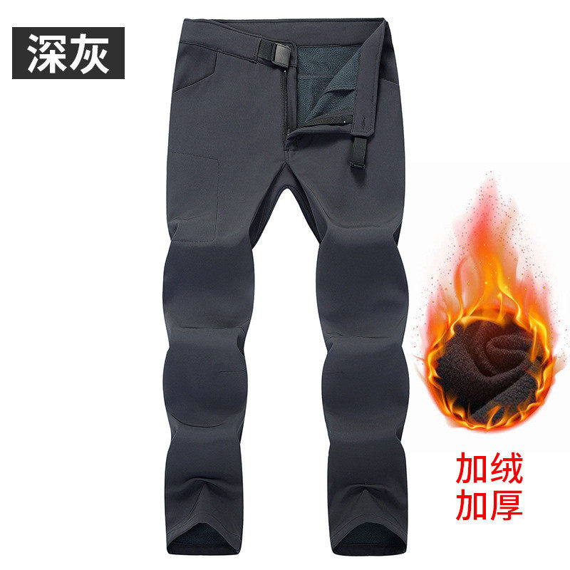 裤男批发秋冬户外软壳现货士运动冲锋裤纯色登山裤防风保暖防寒裤