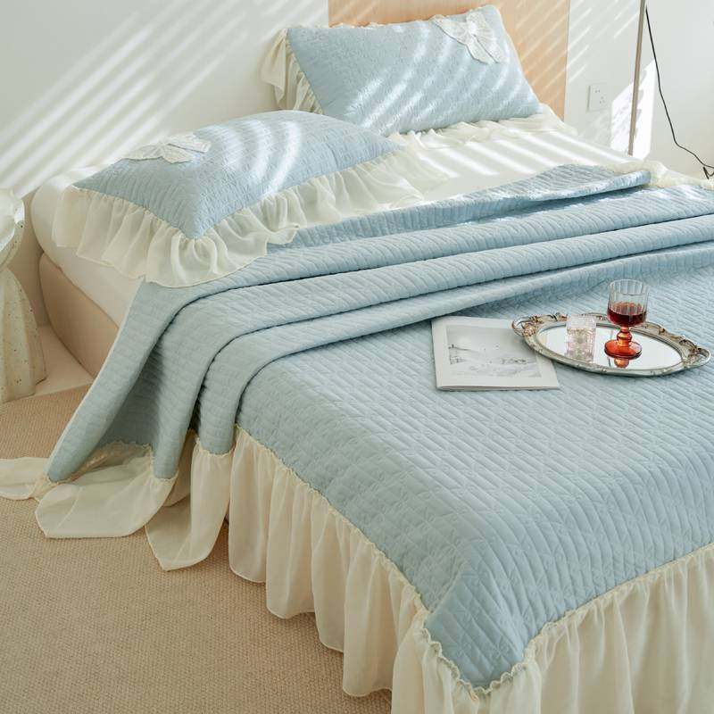 2024新款韩版水洗棉雪纺厂家直销四季通用夹棉床盖边批发,床上用品,床裙,淘宝优惠券,粉丝福利购,淘宝优惠卷