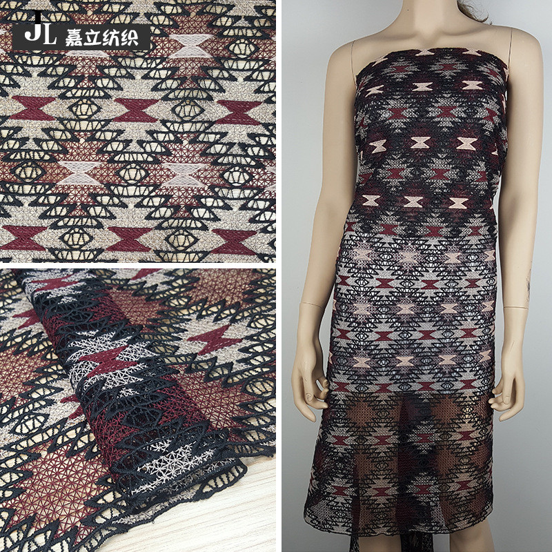 新款水溶牛奶丝镂空绣花面料高品质多色满幅蕾丝刺绣花边服装布料