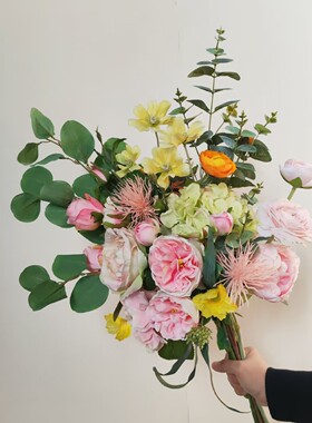 清新粉色系手札花束大花束仿真花束假花婚礼 新品m385