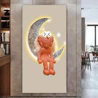 KAWS入户玄关贴画芝麻街墙贴纸卡通公仔背景壁画防水自粘画