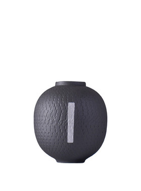 创意新中式哑光黑条纹陶瓷花器电视柜书柜装饰酒店民宿摆件批发