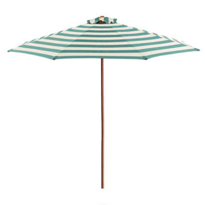 黑白条纹木骨中柱伞 实木遮阳沙滩伞 户外庭院桌椅大太阳伞