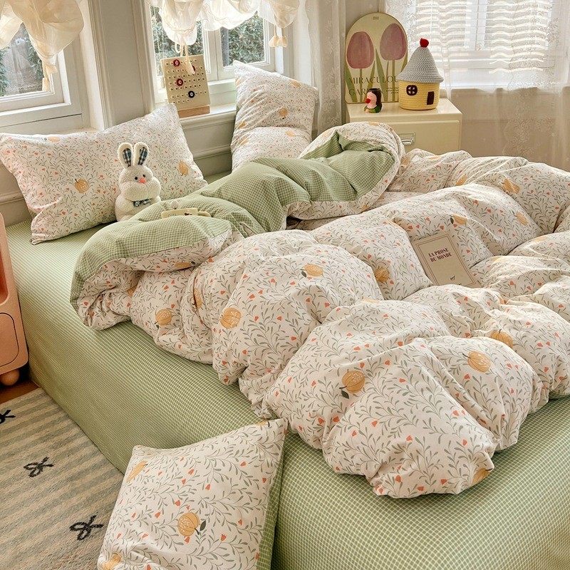 高级感床单全棉四件套小清新印花纯棉被套三件套a类母婴级,床上用品,床品套件/四件套/多件套,淘宝优惠券,粉丝福利购,淘宝优惠卷