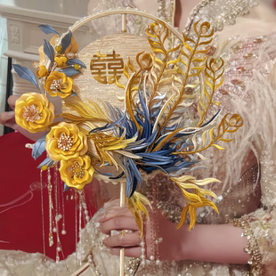 非遗缠花新娘结婚团扇中式婚礼重工DIY材料包秀禾高级感闺蜜喜扇