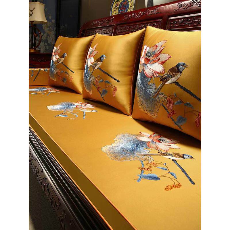 新中式红木沙发坐垫套罩高端实木家具抱枕海绵垫罗汉床垫沙发垫