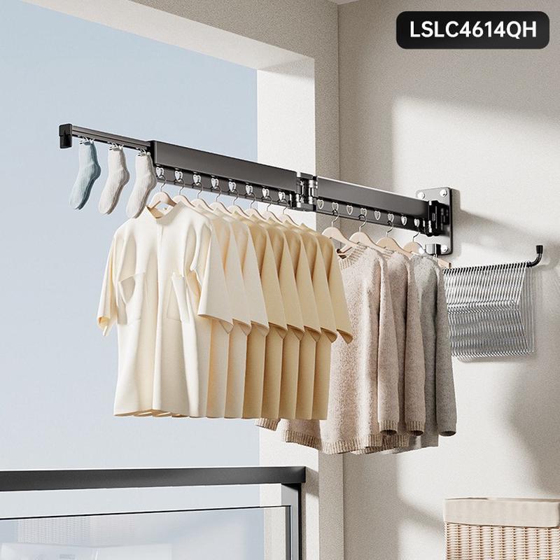 可折叠阳台伸缩晾衣架家用晾衣杆晒被子隐形晒衣服架子壁挂式