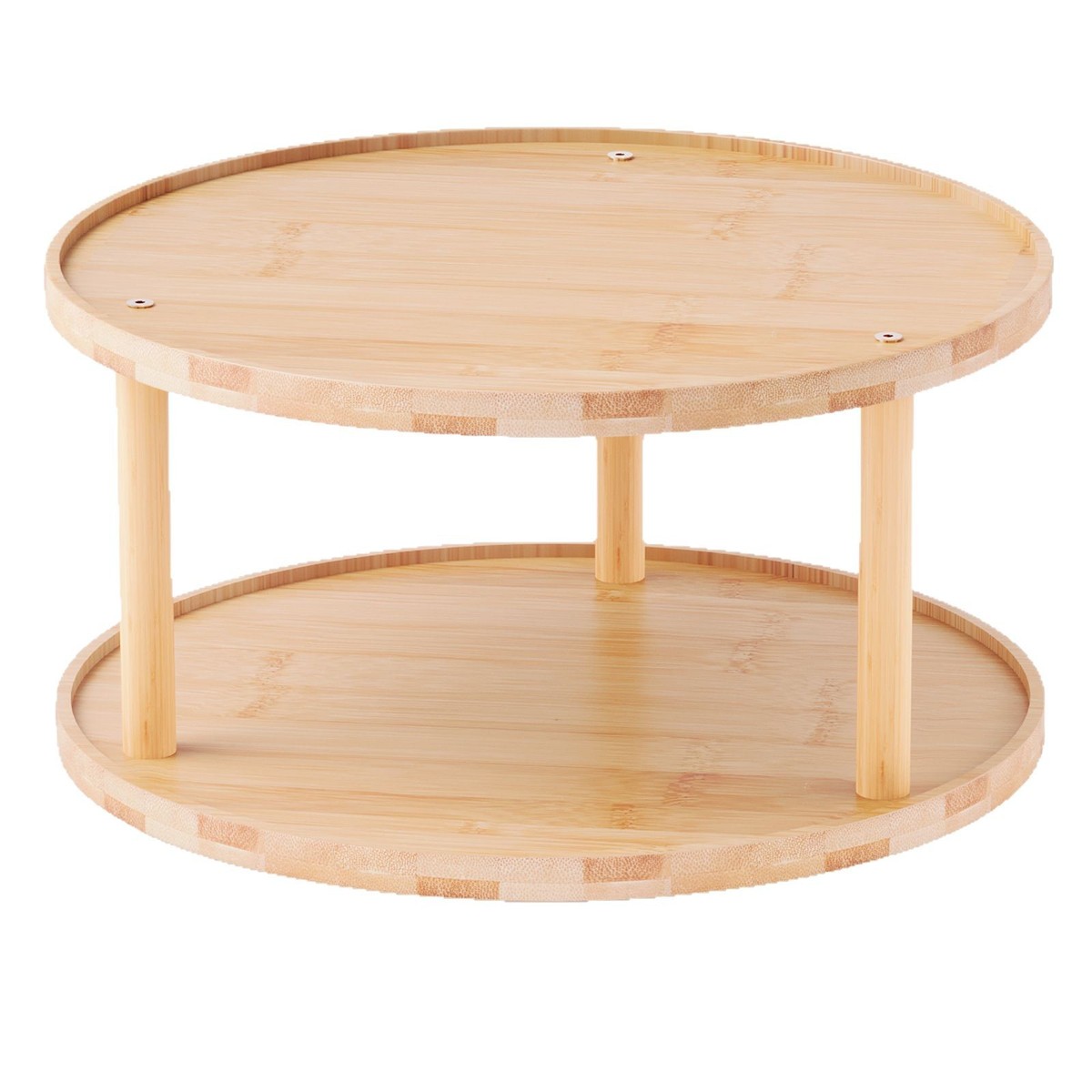 2层多功能360旋转竹木用品家居生活托盘厨房浴室置物架卧室收纳盘