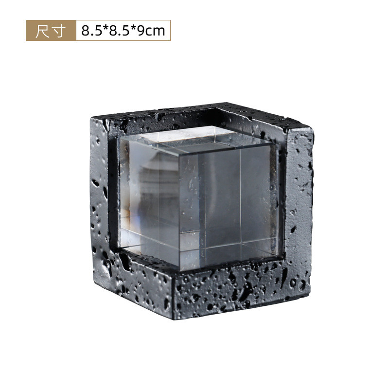 现代简约洞石水晶方块软装客厅书房茶几桌面创意摆件家居饰品饰品