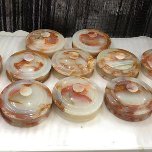 天然玉石阿富汗玉石摆件礼品高档茶道饰品中式密封罐零食罐茶叶罐