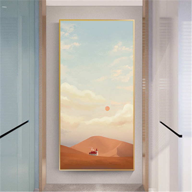 挂画晶过壁画唯美道装饰画北欧客厅瓷画风景落地玄关竖版走廊现代