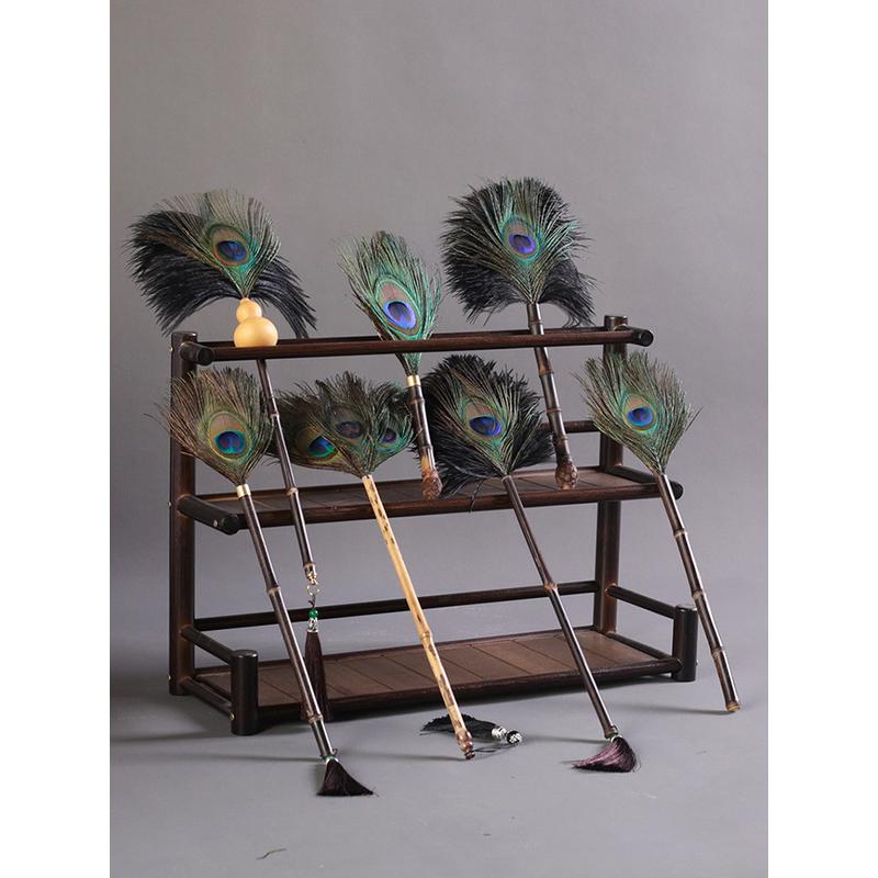 紫竹除尘掸孔雀翎鸵鸟毛静电鸡毛掸子汽车清洁刷室内扫灰桌面装饰