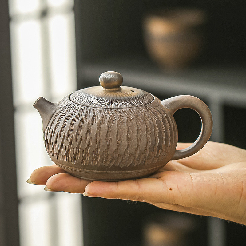 复古粗陶柴烧泡茶壶西施壶中式陶瓷单壶茶具泡茶器老陶泥功夫茶具
