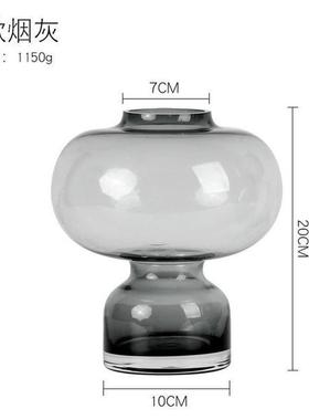 北欧ins简约圆绿色玻璃花瓶瓶透明插花水养水培葫芦大号创意摆件