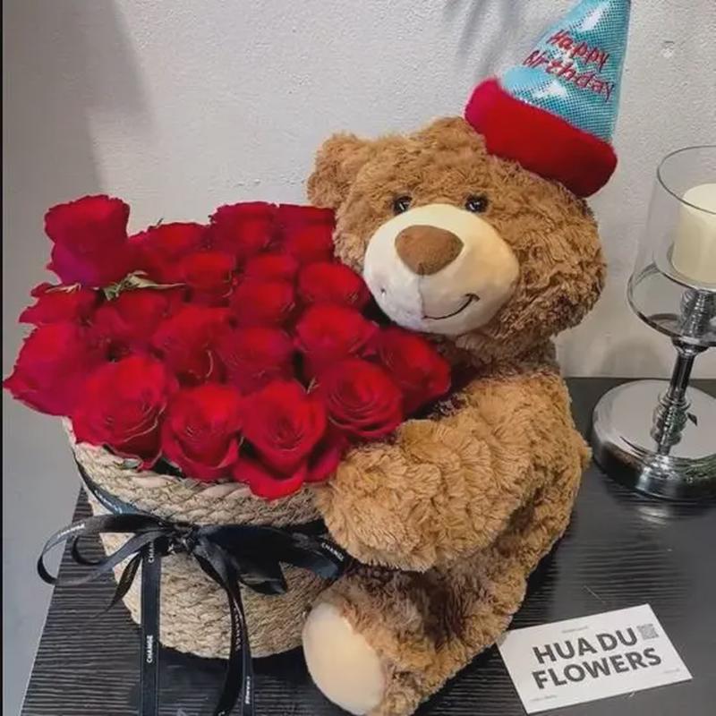 假花仿真花束送人38妇女节女神节永生花玩偶抱花束生日礼物送女生