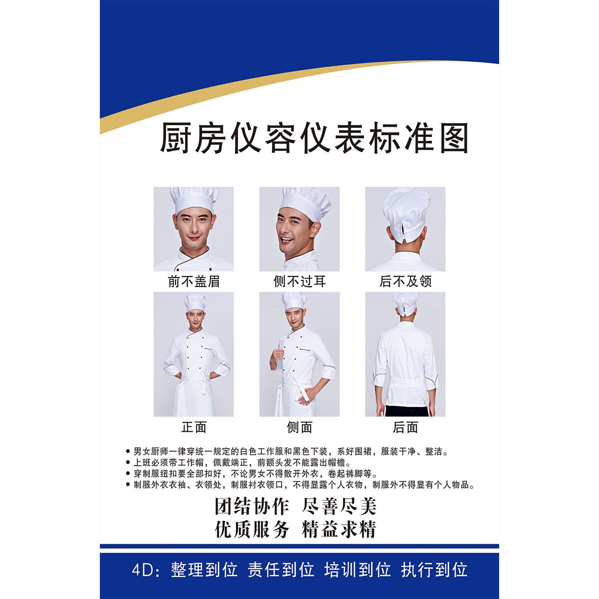 餐厅食堂4D厨房管理仪容仪表图组织架构图喷绘展板海报墙贴纸