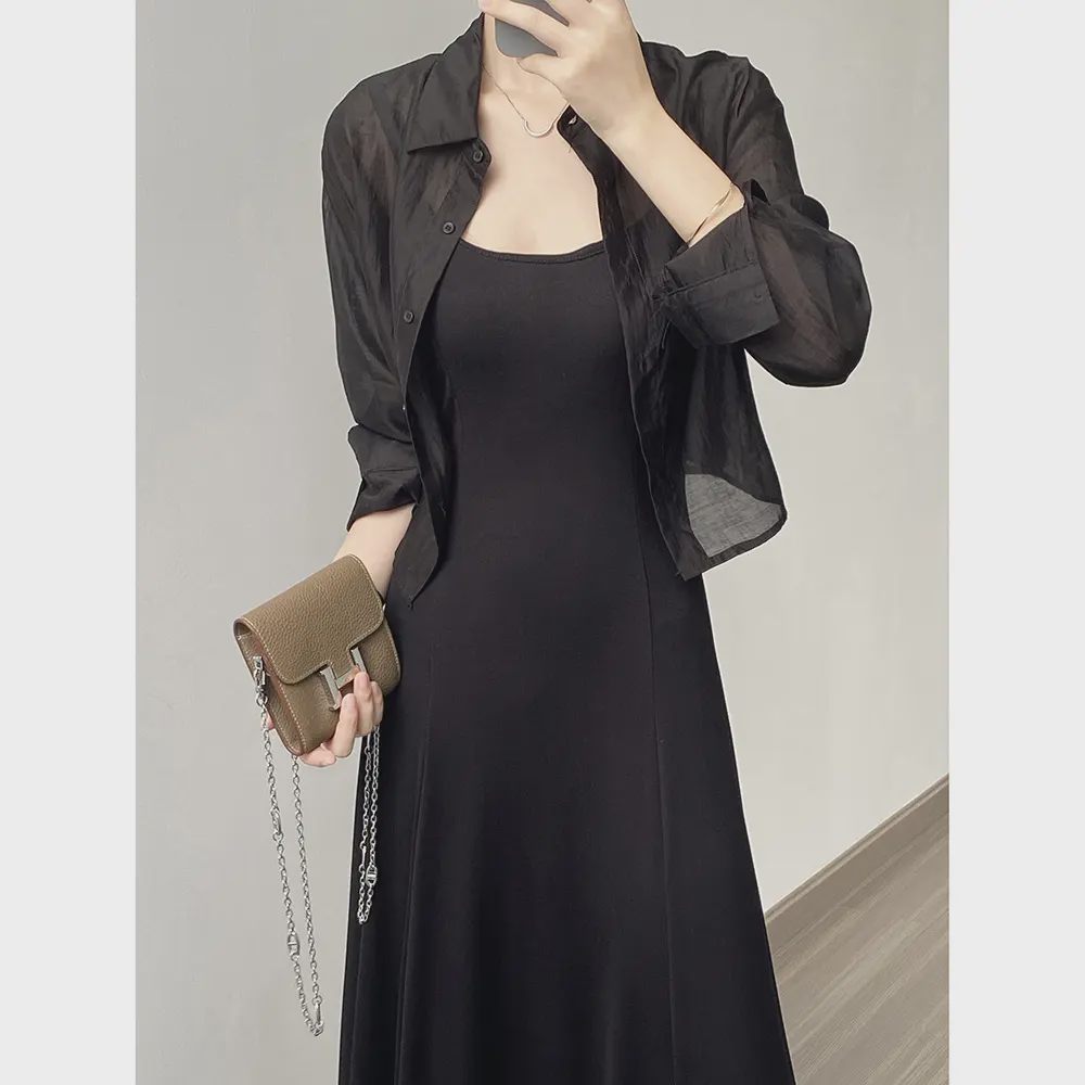 防晒衬衫薄款轻奢高级感言双 薄款长袖防晒衬衫女2025夏季设