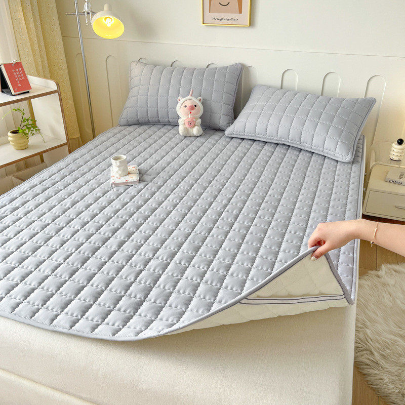 a类防滑床垫夹棉床褥亲肤棉磨毛纯色薄款床护垫水洗棉四季款床褥