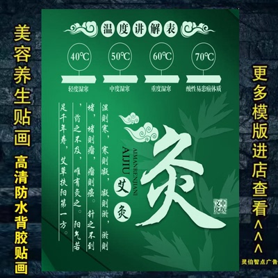 艾灸温度讲解表百病海报中医养生馆温度决定贴纸温度对人体的影响