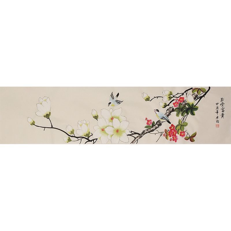 纯手绘装饰画花鸟写意国画水墨画办公室画玄关画玉堂富贵年年有余图片