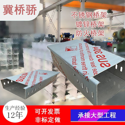 不锈钢电缆桥架热浸锌槽式铝合金大跨距镀锌喷塑线槽200*10X20
