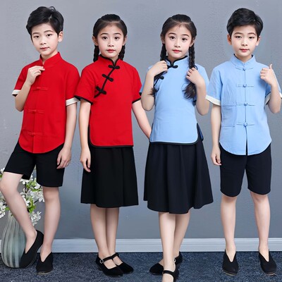 五四青年儿童民国时期学生装演出服女中山装男青少年合唱朗诵表演