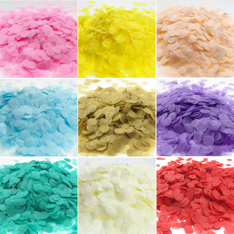 1cm圆形纯色五彩纸屑婚礼抛洒confetti透明气球填充物碎纸片500g