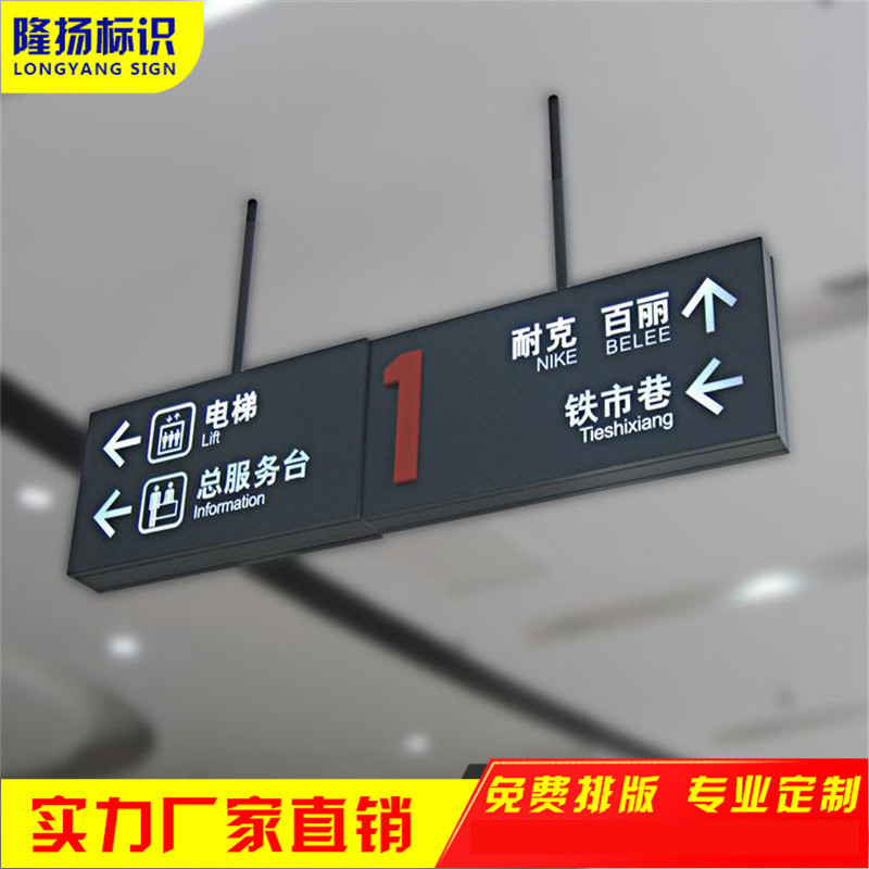 镂空灯箱吊牌指示灯箱超市收银台发光LED悬挂式铝制