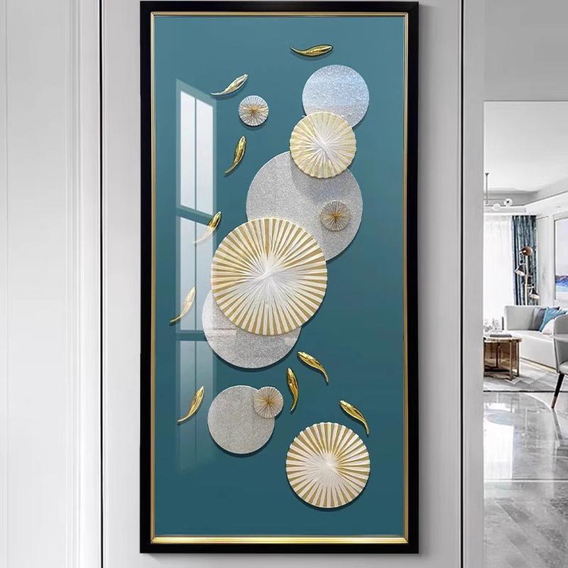 2025年立体高端入户门玄关实物马装饰画过道尽头手工挂画轻奢壁画图片